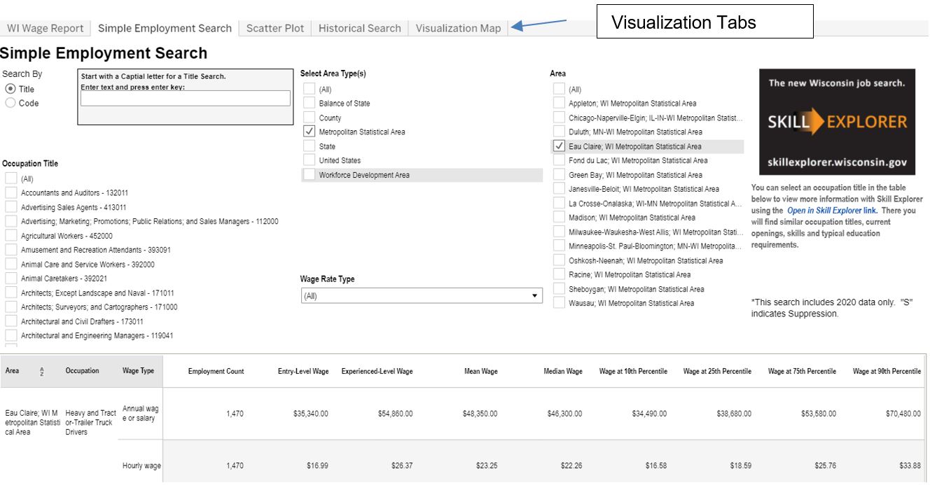 Visualation Map tab screenshot