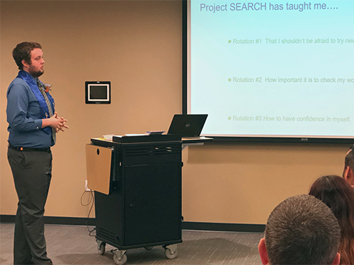 2022 Sauk Prairie Healthcare Project SEARCH graduate Josh LaHei gives a presentation on what he learned during his Project SEARCH internship.