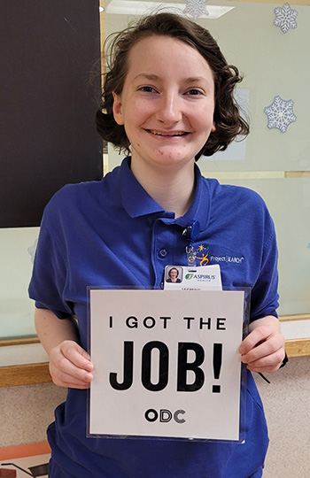 Jasmine Pierce is a Project SEARCH intern and one of six new graduates from a Project SEARCH site at Aspirus Riverview Hospital in Wisconsin Rapids.