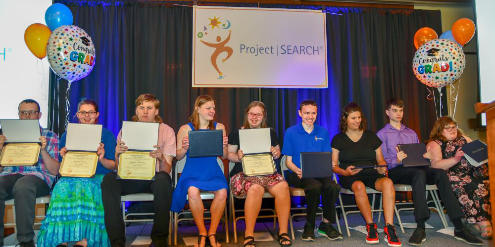 Nine Project SEARCH interns graduated and were honored in a ceremony at West Bend Mutual Insurance June 7, 2023. 
