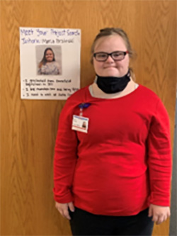 Maria Brzinski was an intern at Froedtert Hospital in Milwaukee as part of the Project SEARCH program. In July she will begin a new job at a senior living facility.