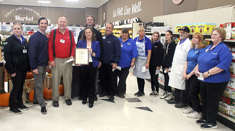 Lt. Gov Sara Rodriguez, center, presented Gov. Evers' Exemplary Employer Award to Hansen's IGA Market in Black River Falls on Tuesday, Oct. 17. The award is presented during National Disability Employment Awareness Month, which recognizes employers who commit to creating diverse and inclusive workplaces. 