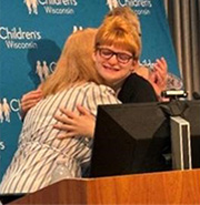 Photo of Graduate Misty Gerber hugging Kristi Status, Project SEARCH instructor at Children's Wisconsin /CESA#1