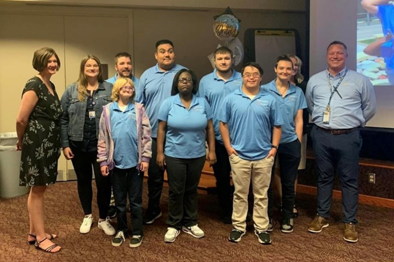 Graduates and staff pose for a picture at the conclusion of their Project SEARCH graduation at Mercyhealth Hospital in Janesville, Friday, June 7