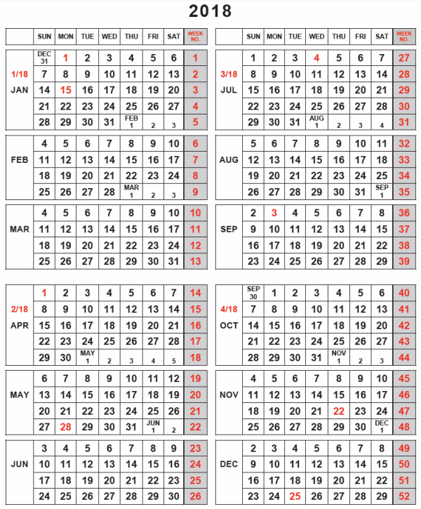 2018 UI Calendar