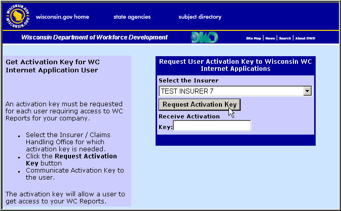 image of dialog box with the Request Activiation Key button