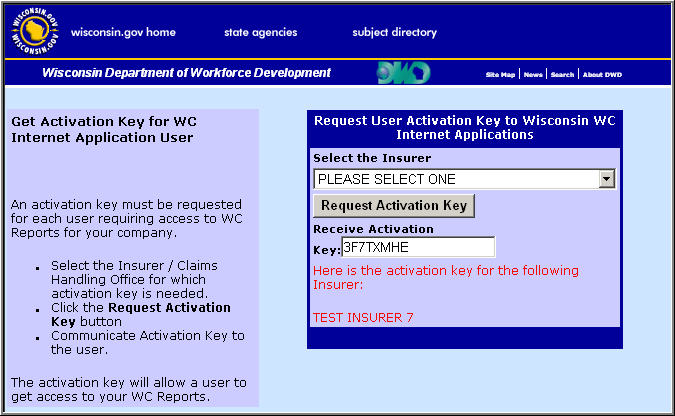 image of dialog box showing activation key that the system generated